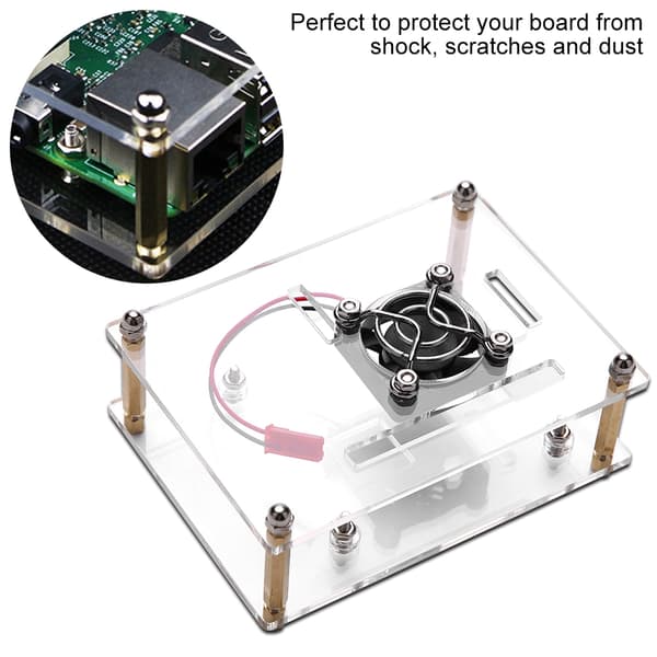 Akryl PMMA-kapsling Skyddsfodral Kylfläkt för Raspberry Pi 2 3 Model B och Pi b