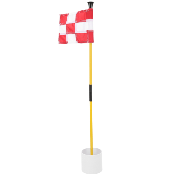 Golfpinne Flagghullskoppsett for Mini Putting Green Flaggstokk Yard Practice Rekvisita Bærbar 2-seksjons avtagbar hvit rød rutenett