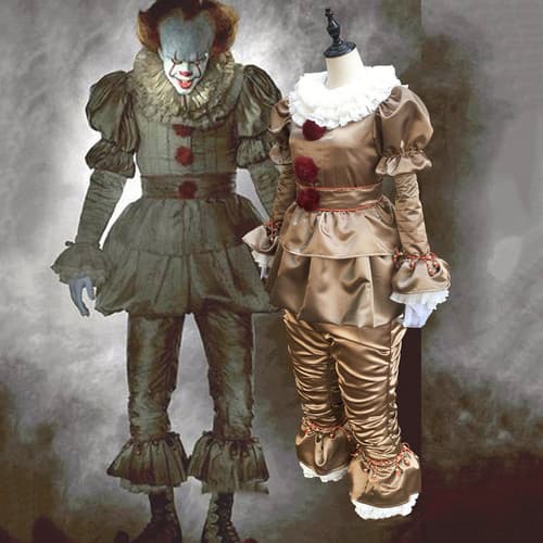 Halloween Cosplay Stephen King's It Pennywise Clown Mask Kostym Silver Silver Kid M