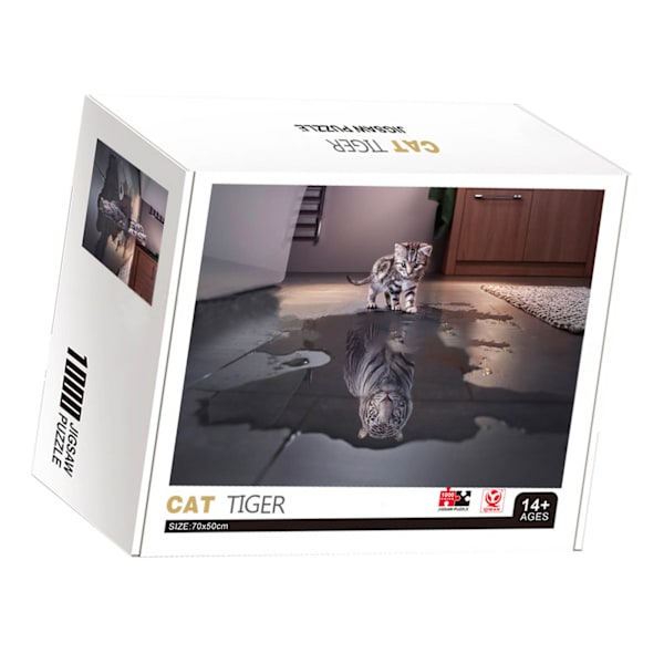 Barnpussel HD-utskrift 1000 st 3 lager pedagogiskt papper 1,5 mm tjocklek 8 zoner bakre pussel konstverk för spel Q1017 Katt Tiger