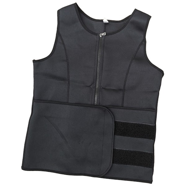 Män Waist Trainer Zip Workout Sweat Sauna Tummy Control Justerbar Bälte Kroppsshaper Väst för Walk Ride Run Body Building Svart L