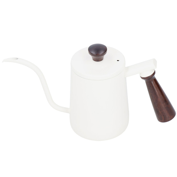 Bärbar kaffekanna i rostfritt stål med trähandtag Lång gåshals pip Cafe KettleVit 700ml