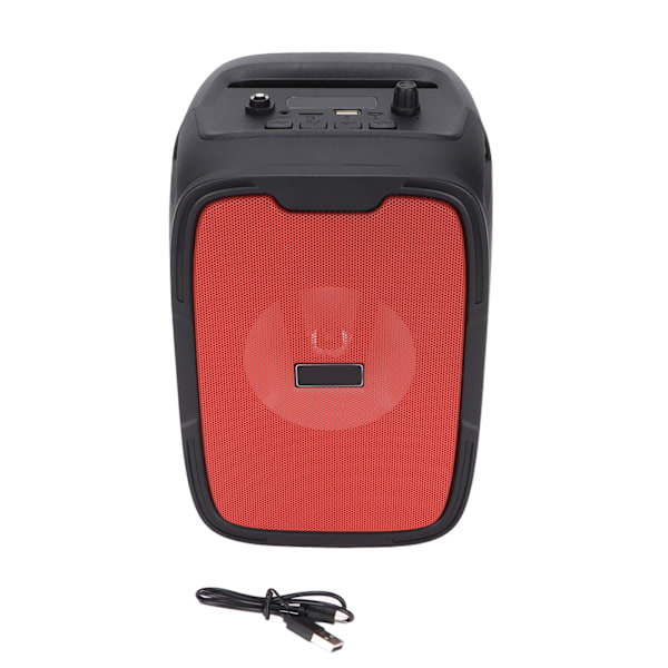 Bluetooth-kaiutin Super Bass Subwoofer Kannettava LED Langaton Kaiutin FM-radiolla Ulkokaraokeen 5 tuumaa Punainen