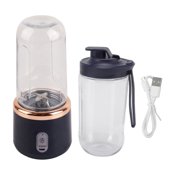 300ml Portable Blender Cordless for Shakes Juice Six Blades USB Charging with Bottle and Lid