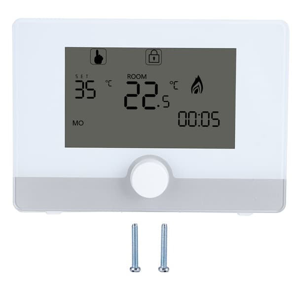 Programmerbar Termostat Temperaturregulator til Vægmonteret Kedel Varmesystem Sort