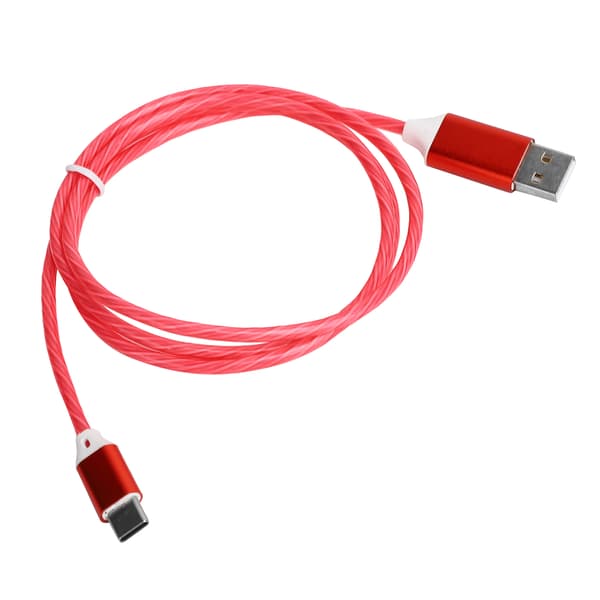 USB C Ladekabel LED Lysende Hurtigladekabel Rød