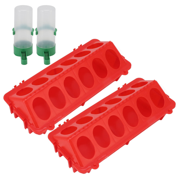 2Set Flip Top Chick Birds Vattenmatare PP Kycklingtråg Automatisk Matare med Splatter Proof Cover Fjäderfä Utrustning L Vattenautomat 140ML