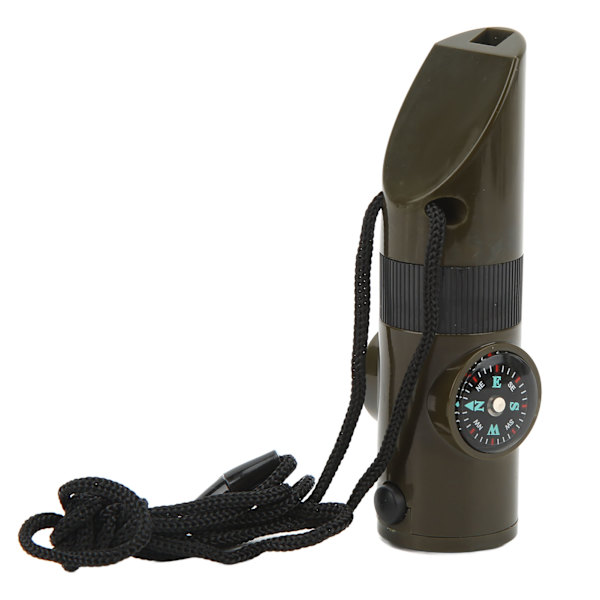 Överlevnadsvissla 7 i 1 med LED-lampa, Termometer, Kompass, Förstoringsglas, Nödvissla för Camping