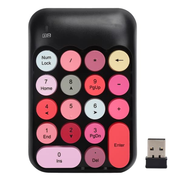 2.4G 18 Tasters Trådløst Mekanisk Numerisk Tastatur Sort Multi Farve Desktop Computertilbehør