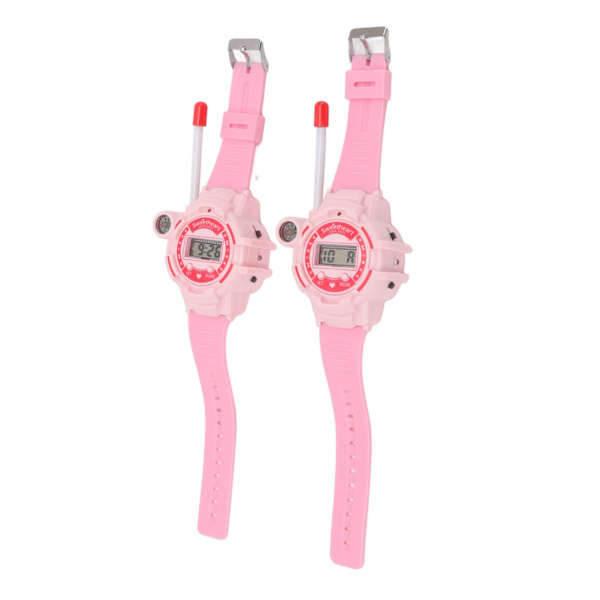 Barn Walkie Talkies Klocka LCD-skärm Brusreducering Teleskopantenn Samtal Walky Talky Klocka Rosa