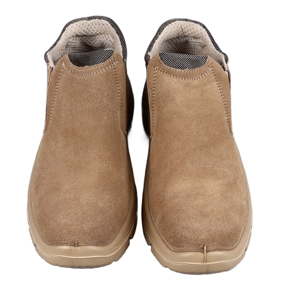 1 Pari teräskärkisiä slip-on kenkiä kiinteällä pohjalla, mokkanahkaa, liukastumista estävät, puhkaisunkestävät, hengittävät teräskärkiset työsaappaat miehille, työntekijä, koko 42