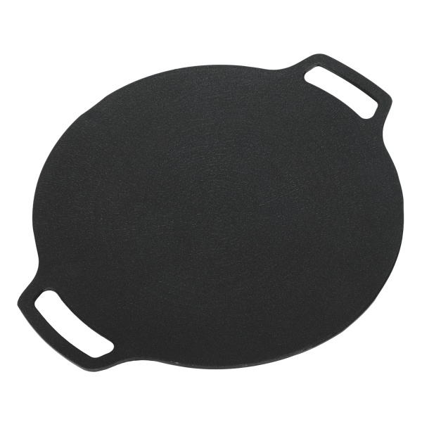 Koreansk grillpanne med non-stick 6-lags belegg for gasskomfyr Rund dobbelthåndtak BBQ Steke for utendørs camping 25cm/9.8in