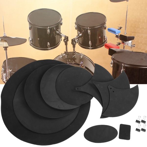 14 st Drum Practice Pad EBR Material Drum Mute Practicing Pad för spelare