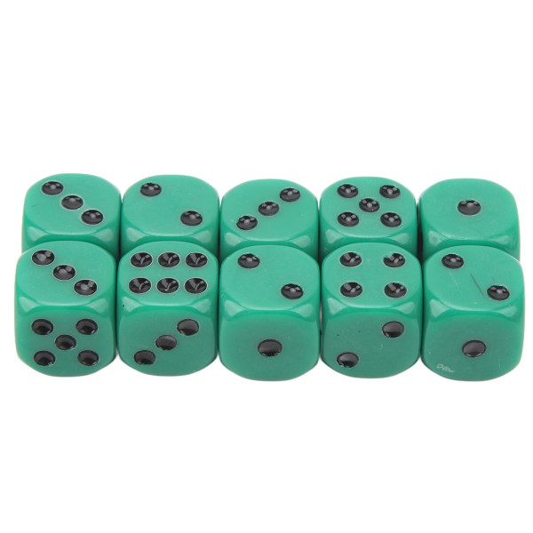 20st 16mm rundade hörntärningar 6-sidiga set för bordsspel Matematikspel Gröna Svarta Prickar
