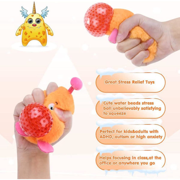 Squishy Little Orange Monster Anti-stress ball leke for barn og voksne - lindrer håndledd og finger stress