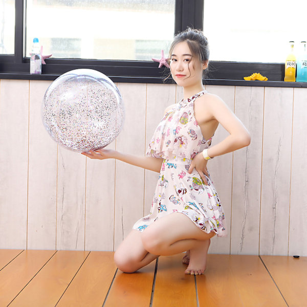 16 tum Glitter Uppblåsbar Strandboll PVC Fällbar Strandboll Simbassäng Boll för Utomhus