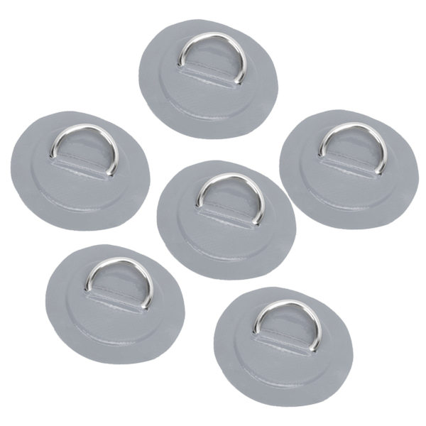 6 stk. PVC D Ring Patch Elastisk Reb Sæt Rustfrit Stål D Ring Patch Bungee Cord Sæt Grå