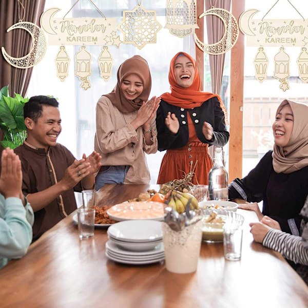 Træsæt til Eid-vedhæng Ramadan DIY-dekorationer Vedhæng til muslimsk islam Eid Al Fitr-festartikler