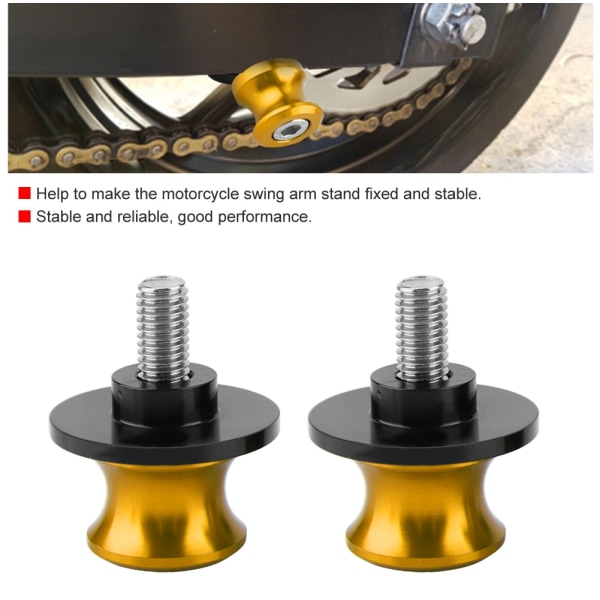 2 stk. 8mm Motorcykel CNC Baghjulsophæng Swing Arm Spole Sliders Stand Swingarm Bobbins (Guld)