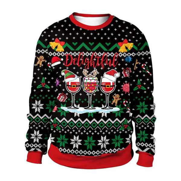Unisex Animal Print Crew Neck Ugly Christmas Xmas Pullover Sweatshirt
