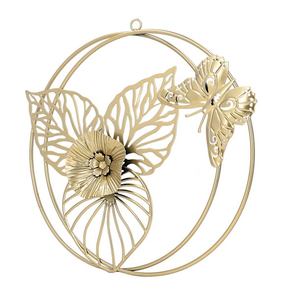 Guld Blomster Sommerfugl Væg Dekoration Lys Luksus Sommerfugl Væg Skulpturer til Soveværelse Stue Kontor