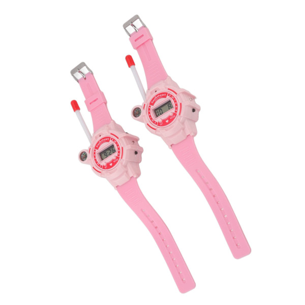 Barn Walkie Talkies Klocka LCD-skärm Brusreducering Teleskopantenn Samtal Walky Talky Klocka Rosa