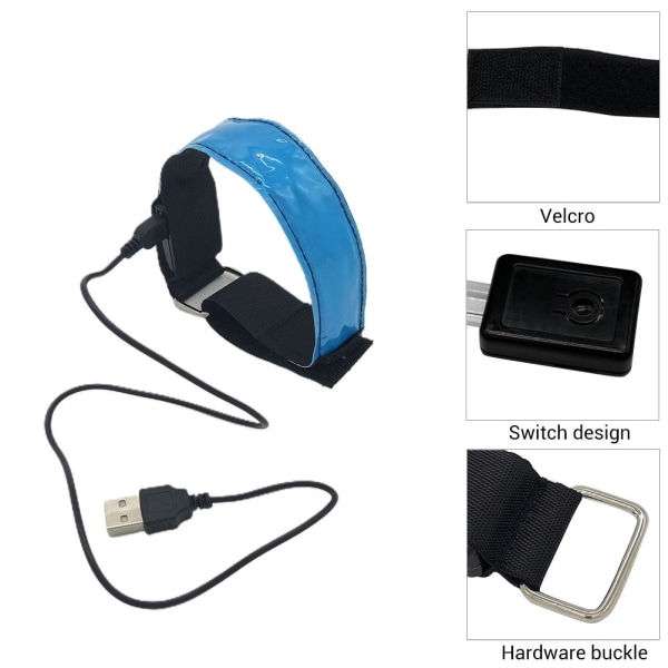 2 stk LED-armbånd USB oppladbart reflekterende bånd Justerbart sikkerhetslys opp armbånd for utendørs jogging Løping Sykkelsport