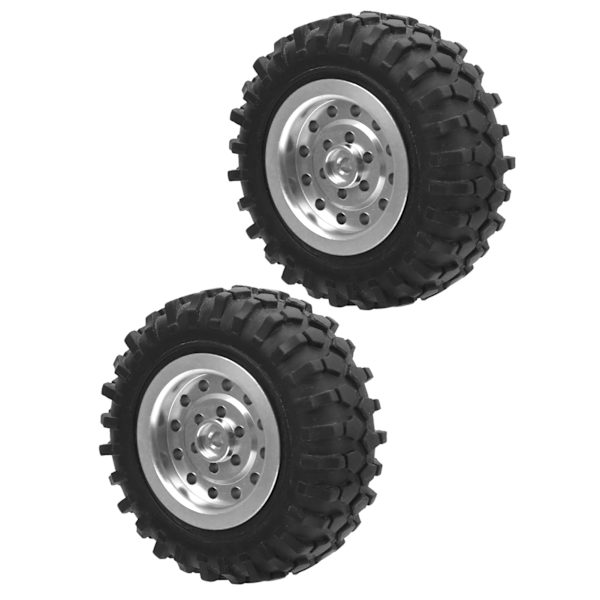 55 mm/2,2 tum RC lastbilsdäck med skruv Aluminiumlegering Gummi Antisladd för WPL D12 1/10(Silver S)