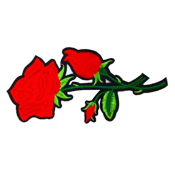 Rød Rose Brodere Patch Sød High End Udsøgt Blomster Strygning Patch til Jakker Tøj Skjorter Hatte Dekoration