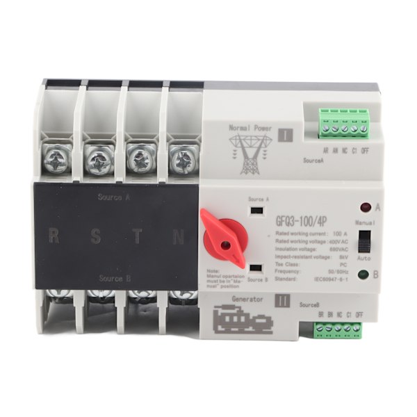 Dual Power Automatic Transfer Switch 4P Millisecond Switching Constant Power Supply Generator Transfer Switch AC400V