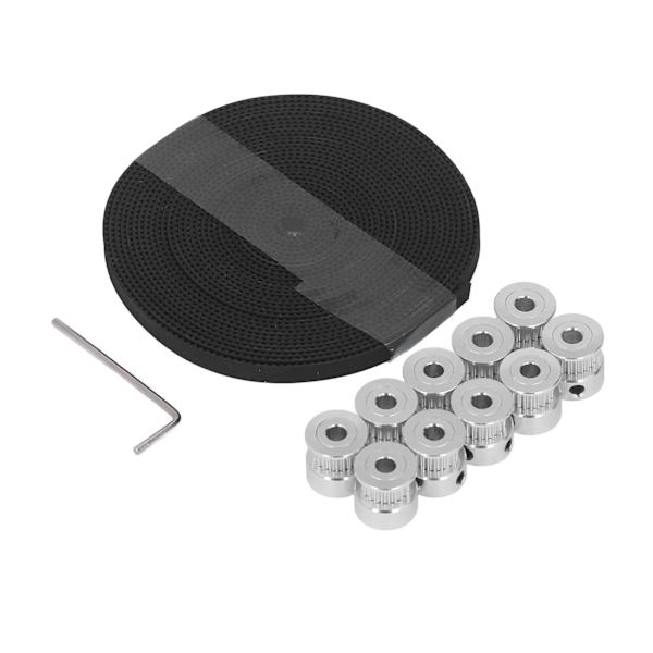 Aluminiumlegering 20-tandade synkrona hjul Gummi 6 mm kamremssats för CNC 3D-skrivare