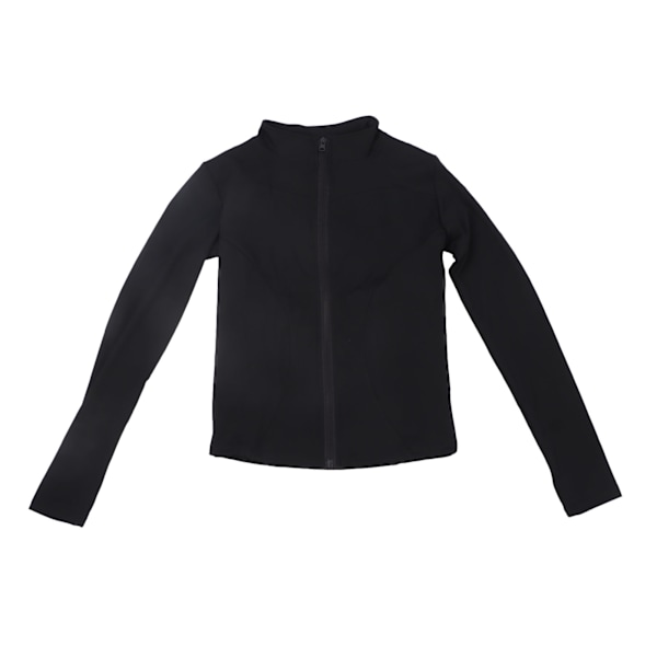 Yoga Jakke Dame Lett Full Glidelås Løpejakke Treningsjakke Slim Fit Yoga Sportsklær med Tommelhull Svart XL