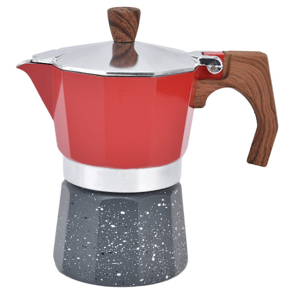 Kaffetillverkare för spishäll, åttakantig form, tjockbottnad kaffebryggare för camping, hushåll, kontor, 3 koppar