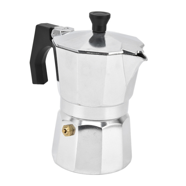 Kaffetillverkare för spishäll, kaffekokare i aluminium, åttakantig form för stark smak, 150 ml