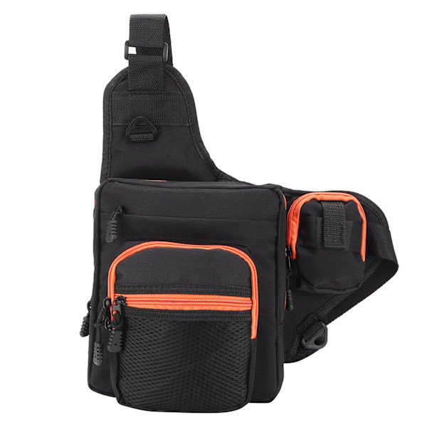 Polyester multifunktionel fiskegrej crossbody taske med justerbare skulderstropper (sort)