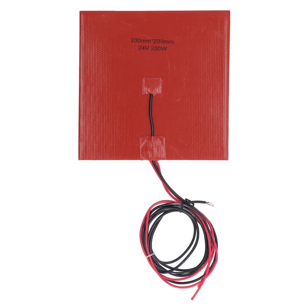 Silikone varmeplade varmemåtte 180℃ 200x200mm 200W tilbehør til 3D-printer varmeplade DC24V