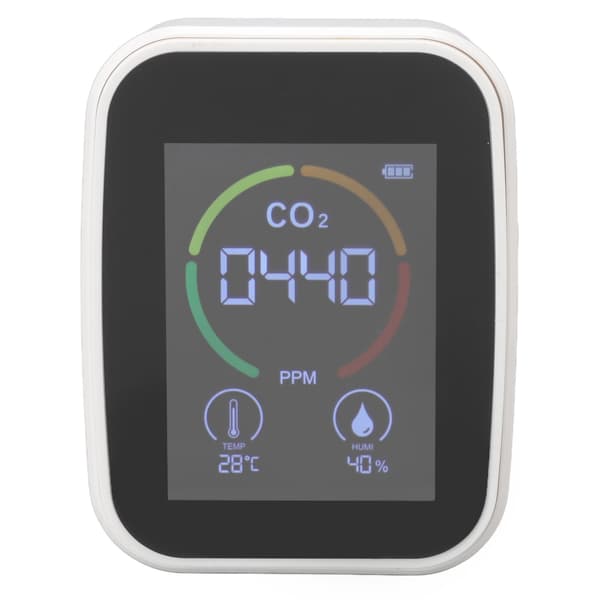Innendørs luftkvalitetsmonitor Co2 karbondioksiddetektor TVOC lufttemperatur fuktighetskvalitetsdetektor hvit