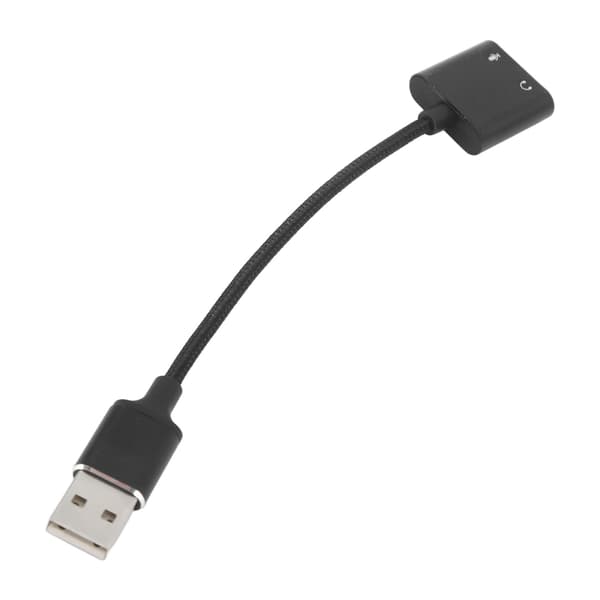 USB Lydadapter Aluminiumlegering Svart Plug and Play USB til 3,5 mm Jack Lydkort for Stasjonære Datamaskiner Bærbare Datamaskiner