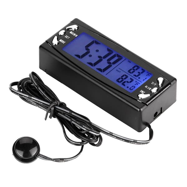 12V Digital Biltermometer Fordonsklocka LCD Temperaturmätare Larmfunktion CT23