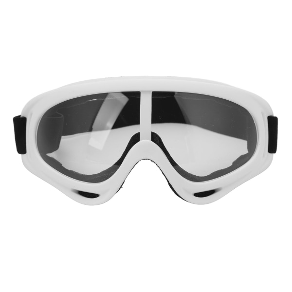 Skibriller PC Gennemsigtige linser UV-beskyttelse Vindtæt Justerbar pandebånd Snowboardbriller til mænd Kvinder Hvidt stel