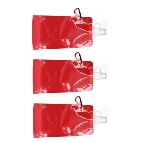 3 stk. vandbeholderpose PVC udendørs foldbar vandpose til sport camping ridning rød