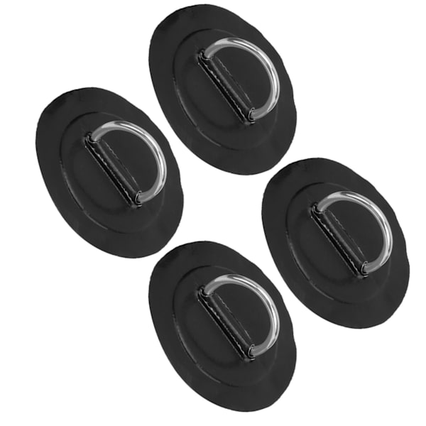 4 stk oppustelig bådkajak DRing Pad Patch Marine Fast spænde med elastisk bungee ledning (sort patch)