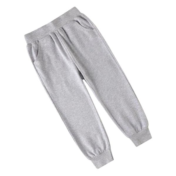 Pojkars Cuffade Sweatpants med Dinosaurie Tryck, Ankelband, Sport, Långa Byxor, Bomull, Varma, Casual Sweatpants för Vår Höst, Grå, Storlek S för 100 cm Kroppshöjd