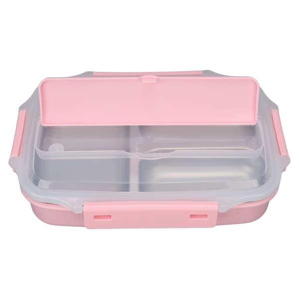 Termisk isolasjon Bento matboks 3 rom lekkasjesikker 304 rustfritt stål Bento matboks for studenter skolekontor rosa