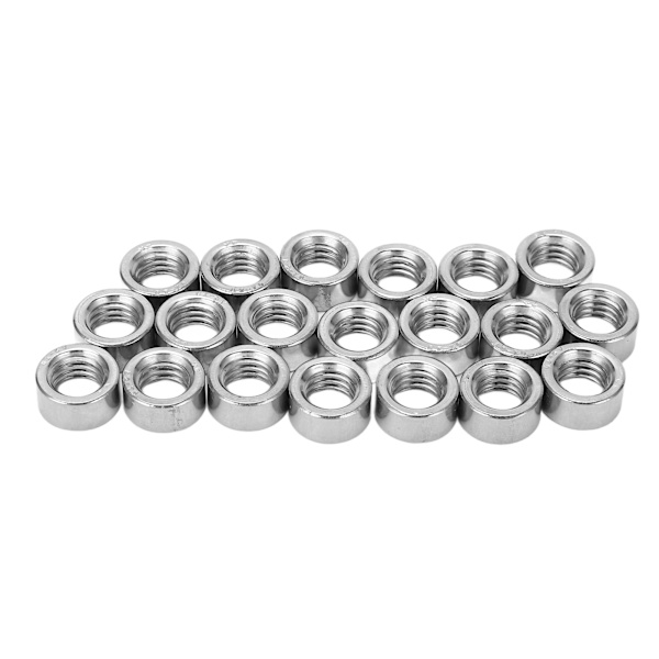 20 stk runde koblingsmuttere M8x12.5 12 L6mm stangkoblingsmuttere rustfrie stål gjengede hylser