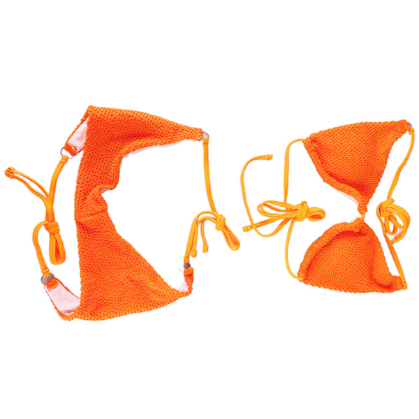 Crosscross Bikini Set Tie Side Ren färg Dam 2 delar Baddräkt Baddräkt för sommar Beach Simning Orange M