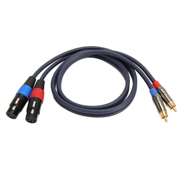 Dobbel XLR til RCA-kabel Profesjonell 24K gullbelagt kontakt 2 XLR-hun til 2 RCA-hann HiFi-lydkabel 2m / 6.6ft
