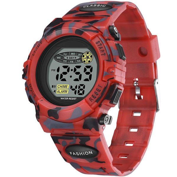 Digital watch för barn Vattentät Casual Electronic Watch 7 Färgglad LED watch med larmarmbandsur för pojkar, flickor, barn