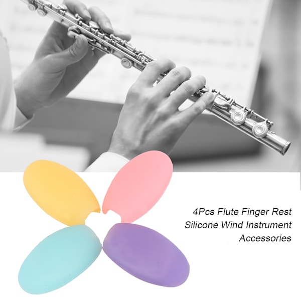 4st Flöjt Fingerstöd Silikon Blåsinstrument Tillbehör Gul/Rosa/Rosröd/Lila