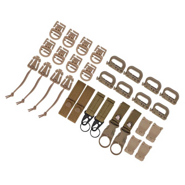 30 st Molle Tillbehör D Spänne Ryggsäck Spänne Nylon Ribbon Ryggsäck Tillbehör för picknick Camping Resor Jordfärg